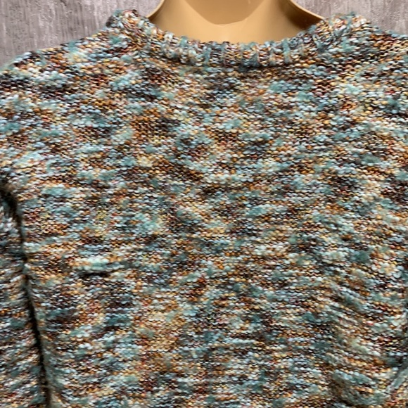 Universal Thread Short Chunky Sweater Cream Brown Green M Pullover - Picture 10 of 16